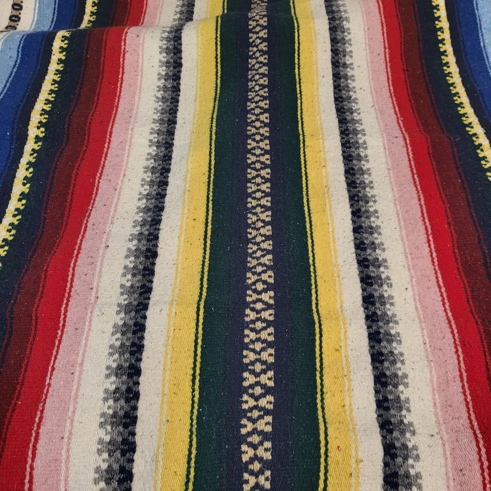 Colorful Striped Mexican Blanket Vintage